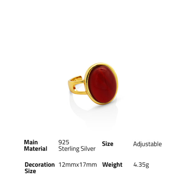 Chris April 925 sterling silver 18k gold plated manmade red agate stone gemstone rings - Image 6