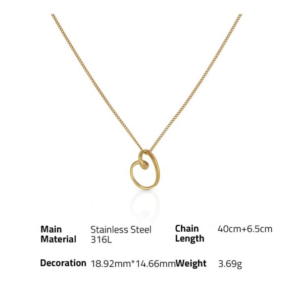 Chris April fashion jewelry in stock 316L Stainless Steel PVD gold plated abstract twisted heart shape pendant necklace - Image 6