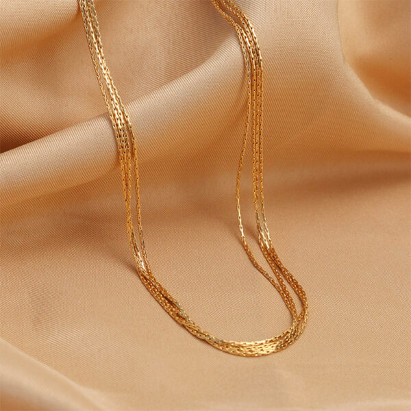 Chris April 316L stainless steel PVD gold plating multiple layers bamboo string chain necklace - Image 6