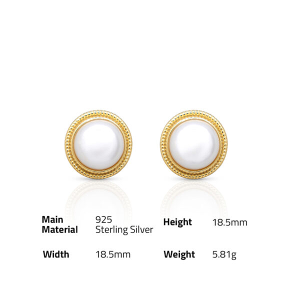 Chris April in stock 925 sterling silver Korean version gold plated simple shell pearl stud earrings - Image 6