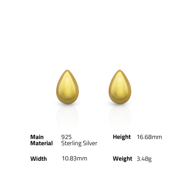 Chris April fine jewelry 925 sterling silver minimalist droplet shape glossy stud earrings - Image 6