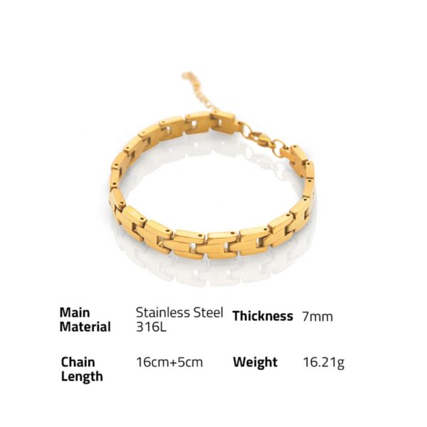 Chris April fashion jewelry Stylish Wide version 316L stainless steel pvd gold plated retro Strap shape bracelet - Image 6