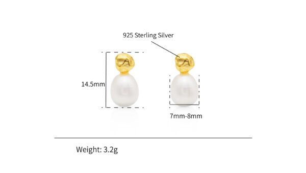 Chris April 925 sterling silver natural real freshwater luxury pearl 18k gold plated perfume bottle stud earrings - Image 6