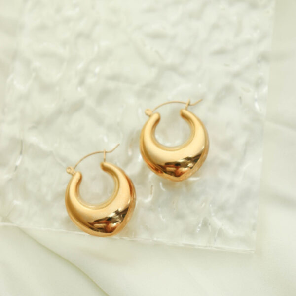 Chris April in stock 316L Stainless Steel PVD gold plated minimalist 3D hoop earring - Image 4