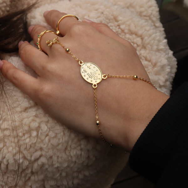 Chris April fashion in stock 925 Silver gold plated Virgin Mary Cross  chain bracelet for women - Image 3