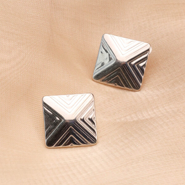 Chris April 316L stainless steel PVD plated rhombus palace style chunky stud earring - Image 6