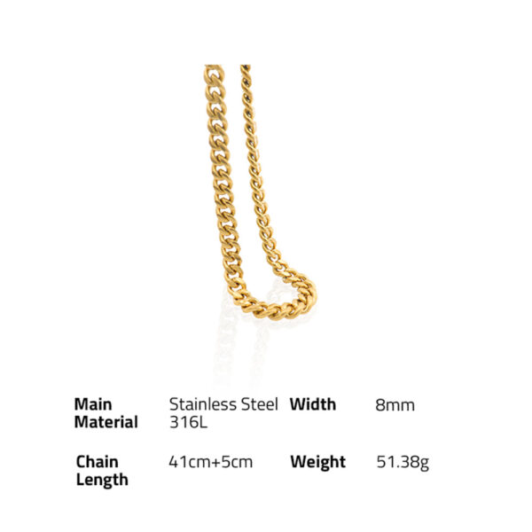 Chris April fashion heavy 18k gold plated 316L  stainless steel Cuban chain necklace for women - Image 6