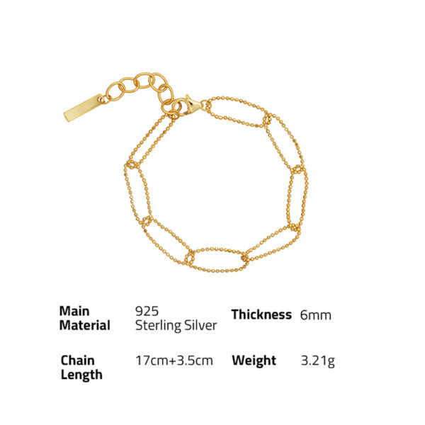 Chris April In stock French style 925 sterling silver gold plate Round bead soft chain bracelet for women - Image 6