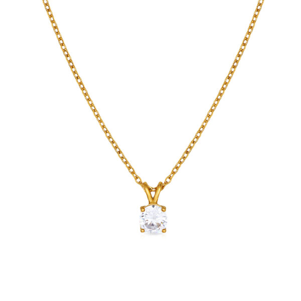 Chris April 316L stainless steel gold solitaire zircon diamond necklace woman high quality - Image 3