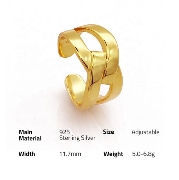 Chris April  trendy 925 sterling silver 18 k gold plated vermeil jewelry cross ring for women - Image 6