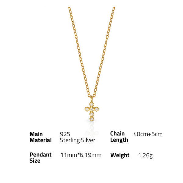 Chris April Fine jewelry 18k gold plated 925 sterling silver simple bejeweled cross cute charm zircon necklaces - Image 6