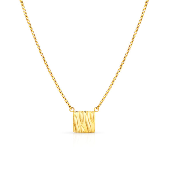 Chris April 316L stainless steel 18K gold jewelry personalized bumpy square pendant organic texture simple necklace - Image 6