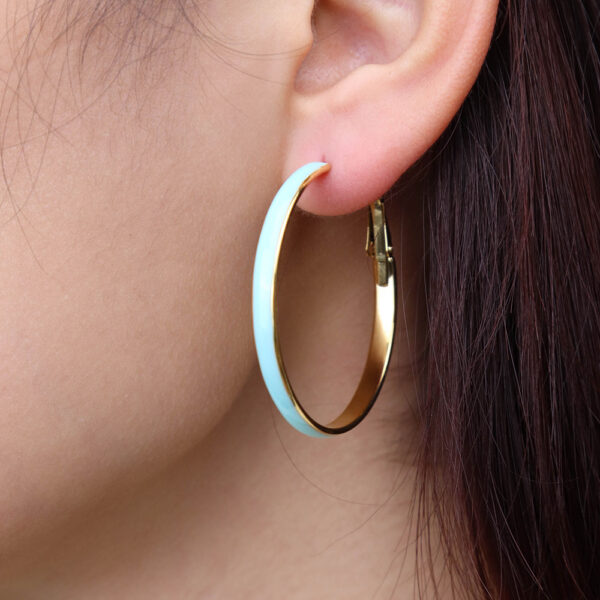 Chris April 316 stainless steel multi-color enamel fashion jewelry hoop earrings women - Image 3