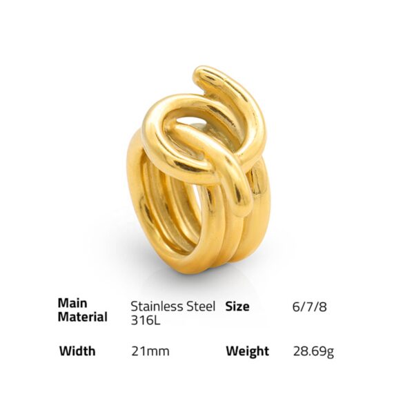 Chris April fashion jewelry in stock 316L stainless steel PVD gold plated anbush barbwire ring for women - Image 6