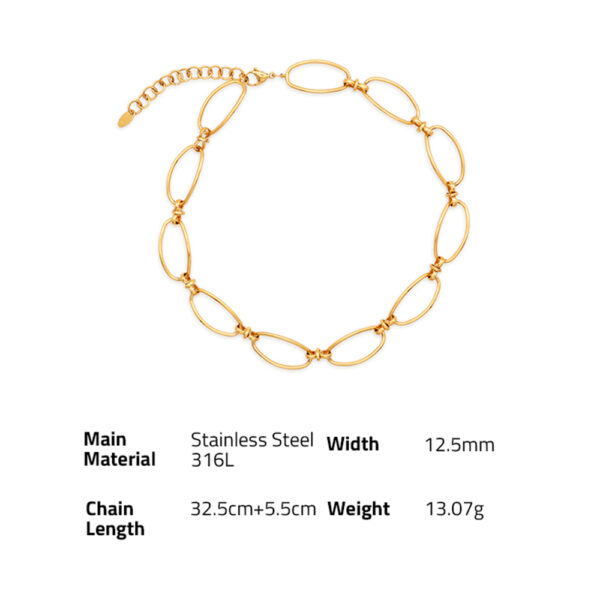 Chris April in Stock 316L stainless steel simple PVD gold plated oval link chain chocker necklace for women - Image 6