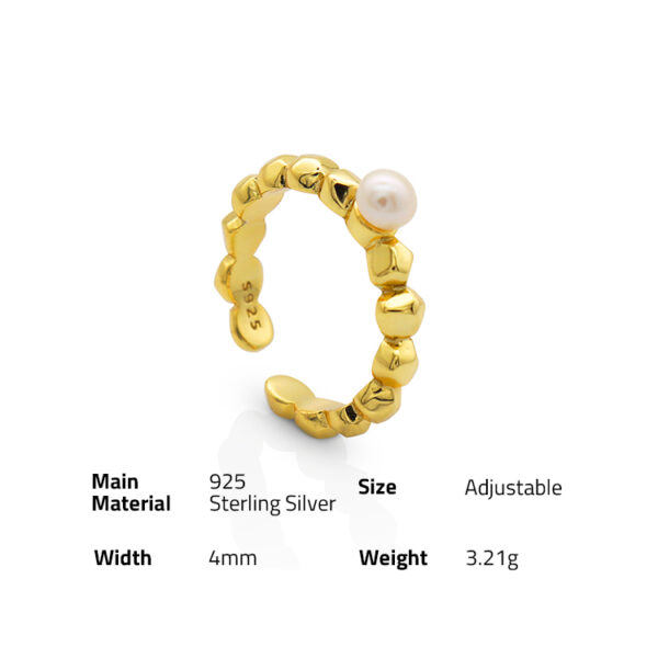 Chris April fashion 925 silver gold plated simple Pearl Beads ring jewelry for women - Image 6