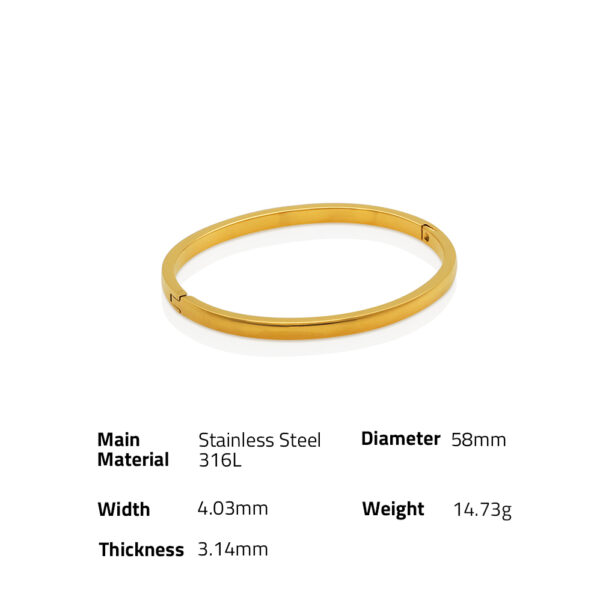 Chris April Minimalist fashionable 316L stainless steel PVD gold plated clasp type dainty glossy cuff bracelet - Image 6