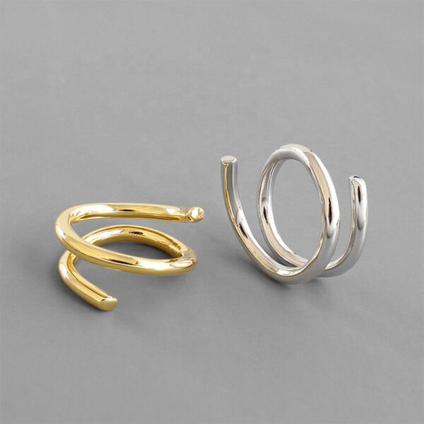 Chris April 14k yellow gold plated jewelry spinning twisted twine resizable korean rings with 925 silver - Image 3