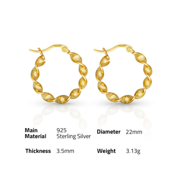 Chris April fashion In Stock 925 sterling silver Gold Plated Custom Vermeil wavy hoop earring - Image 6