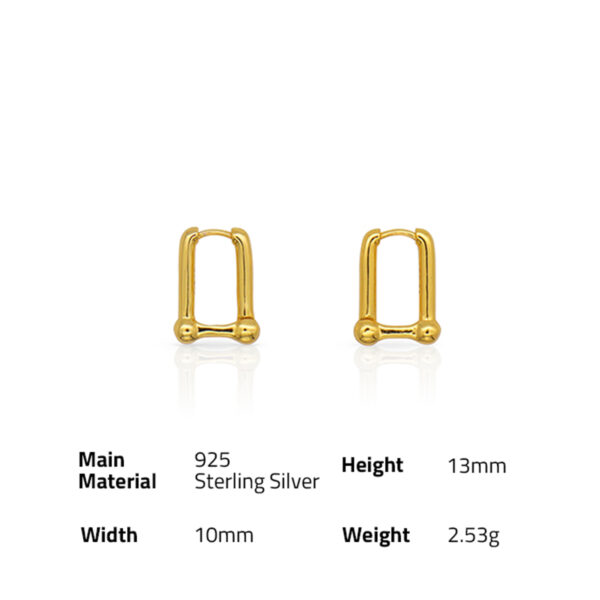 Chris April  Korean version 925 sterling silver gold plated Minimalist U shape  earrings for women - Image 6