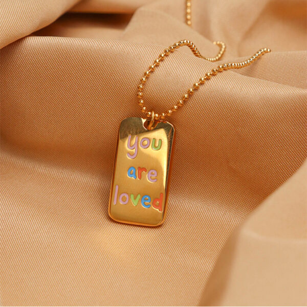 Chris April 316L stainless steel colorful enamel rectangular pendant beads chain necklace - Image 6