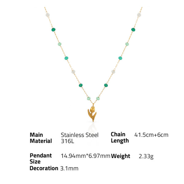 Chris April 316L Stainless steel PVD plated color zirconium tulip flower pendant satellite chain necklace - Image 6