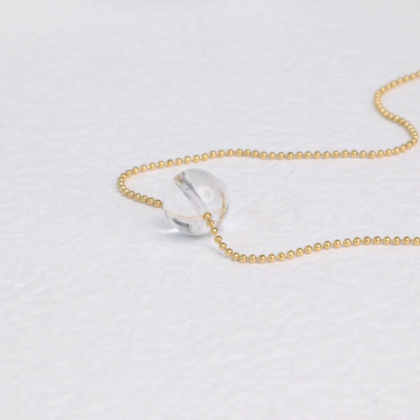 Chris April Low MOQ 316L stainless steel PVD gold plating simple clear quartz ball pendant bead chain necklace - Image 4