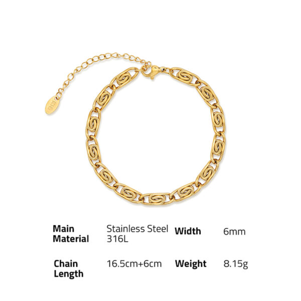 Chris April in stock fashion jewellery 316L stainless steel PVD gold plated non tarnish cloud chunky chain bracelet - Image 6