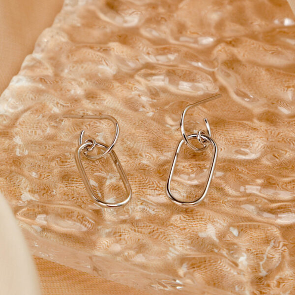 Chris April 925 sterling silver gold plated simple geometric oval hoop earrings - Image 5