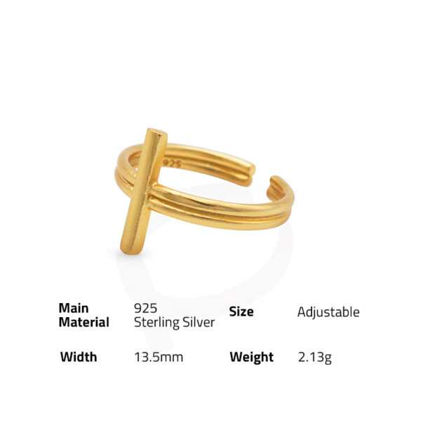 Chris April fashion in stock 925 silver 18k gold plated minimalist cross signet ring - Image 6