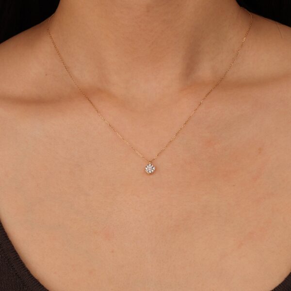 Chris April wholesale solid gold natural diamond round brilliant cut bicolor rhombus jewelry pendant necklace - Image 3