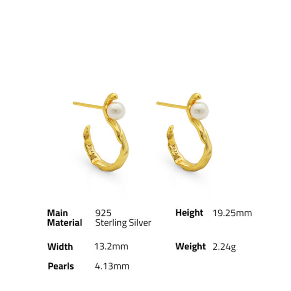 Chris April Minimalist 925 sterling silver gold plated infinity S shape shell pearl earrings - Image 6