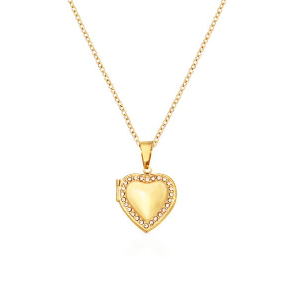 Chris April 316L stainless steel necklace heart shape locket zircons paved chain necklace pendant for women - Image 5