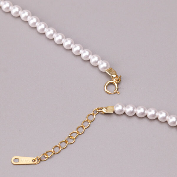 Chris April in stock 925 sterling silver gold plated shell imitation pearls pendant charm choker necklaces - Image 3