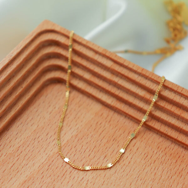 Chris April fine jewelry 925 Sterling silver 18K gold plated Minimalist paillette choker chain necklace - Image 4