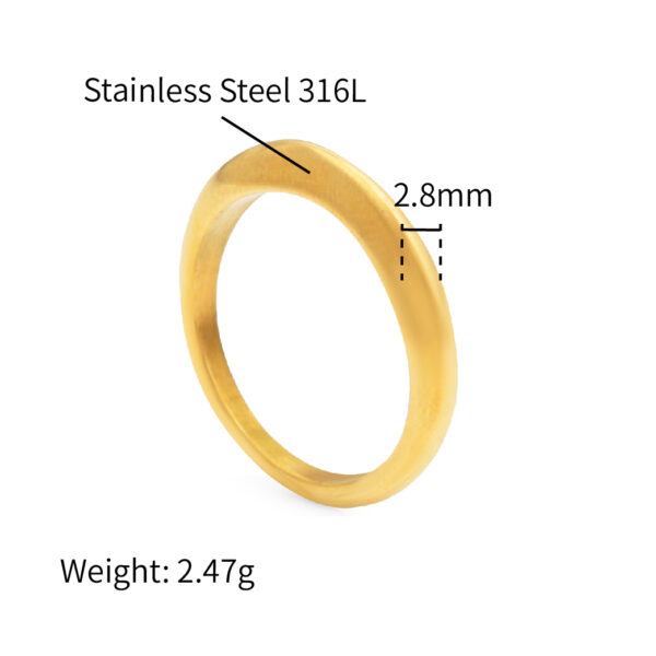 Chris April 316L stainless steel PVD gold plating tangent plain knuckle rings for women men - Image 5