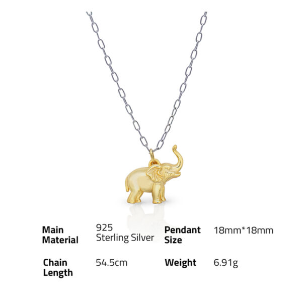 Chris April minimalist In stock 925 sterling silver 18k gold plated elephant pendant necklaces - Image 6