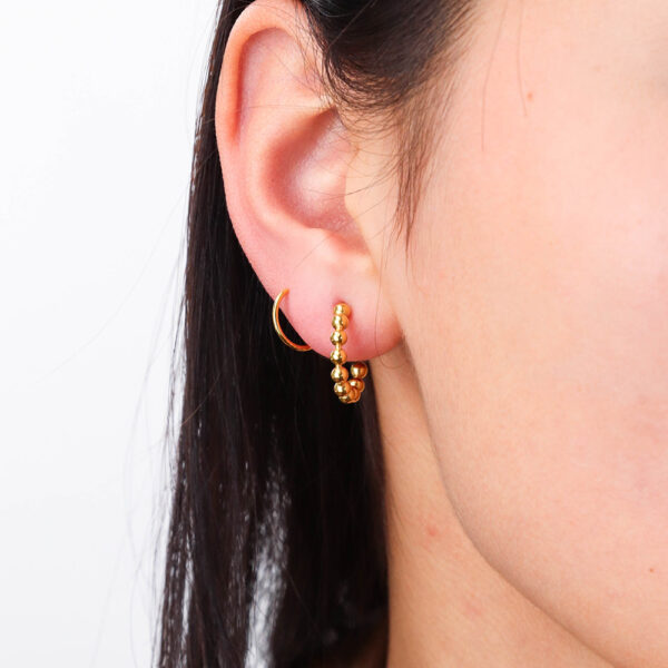 Chris April 361L stainless steel PVD 18K gold plated spiral pin beaded earrings fashion spring earrings - Image 3