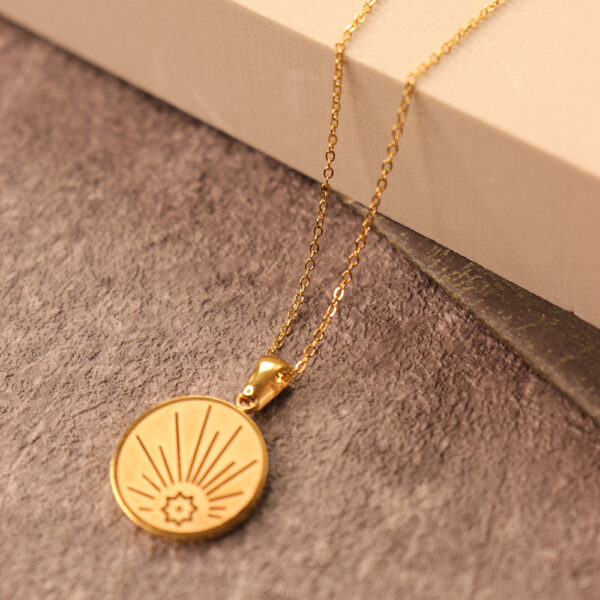 Chris April Fashion Jewelry PVD gold plated 316L stainless steel Double-sided sun Pendant necklace for women - Image 4