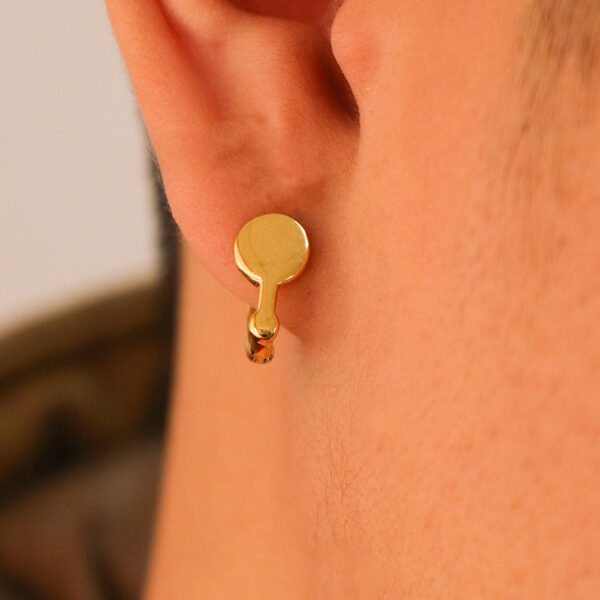 Chris April wholesale 925 sterling silver gold plated Simple asymmetrical lock key earring - Image 4