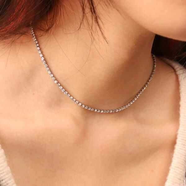 Chris April fashion jewelry PVD plated 316L stainless steel  bejeweled zircon choker chain necklace - Image 4