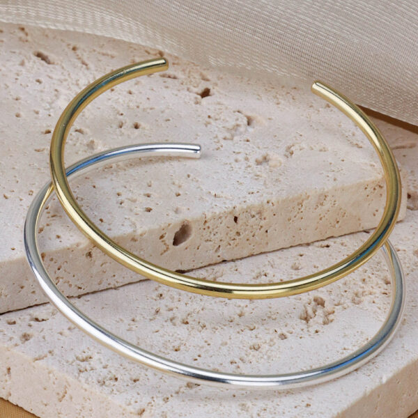 Chris April 925 sterling silver plain round line cuff bracelets - Image 6