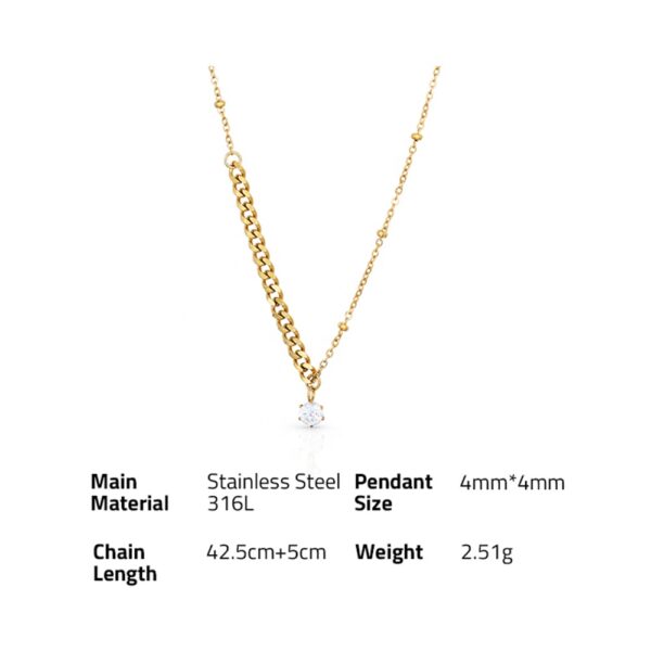 Chris April fashion jewelry PVD gold plated 316L stainless steel beads chain Six claw zircon pendant necklace - Image 6