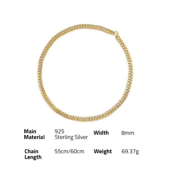 Chris April silver 925 gold plated heavy handcrafted jewelry man cuban link chain necklaces for men - Image 6