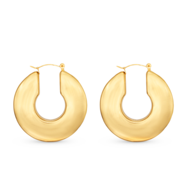 Chris April 316L big hoop earrings stainless steel minimalistic18k gold plated glossy finish earrings - Image 5