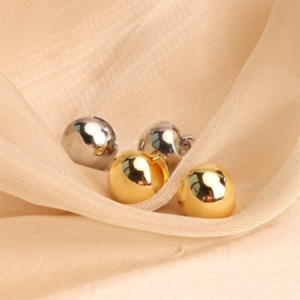 Chris April brass PVD plated gold silver chunky ball shape huggies hoops earring - Image 3