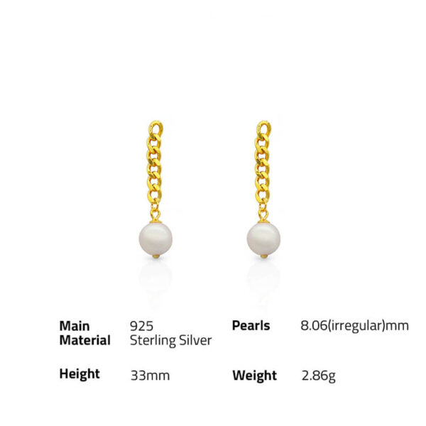 Chris April in stock fine jewelry 925 sterling silver 18k gold plated Custom vermeil cuban chain cultured pearls earrings - Image 6