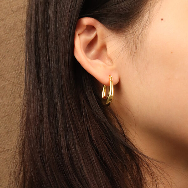 Chris April 925 silver 18k gold plated Korean version oval Minimalist Drop earrings - Image 3