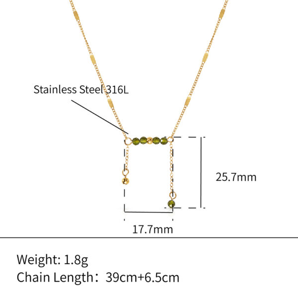 Chris April in stock 316L stainless steel PVD gold plating waterproof olive zirconium crystal gold beads necklace - Image 6