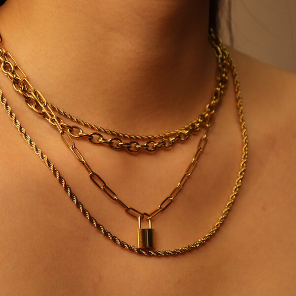 Chris April in stock 14k gold plated 316L Stainless steel Minimalist vintage Thick chain necklace for women - Image 3